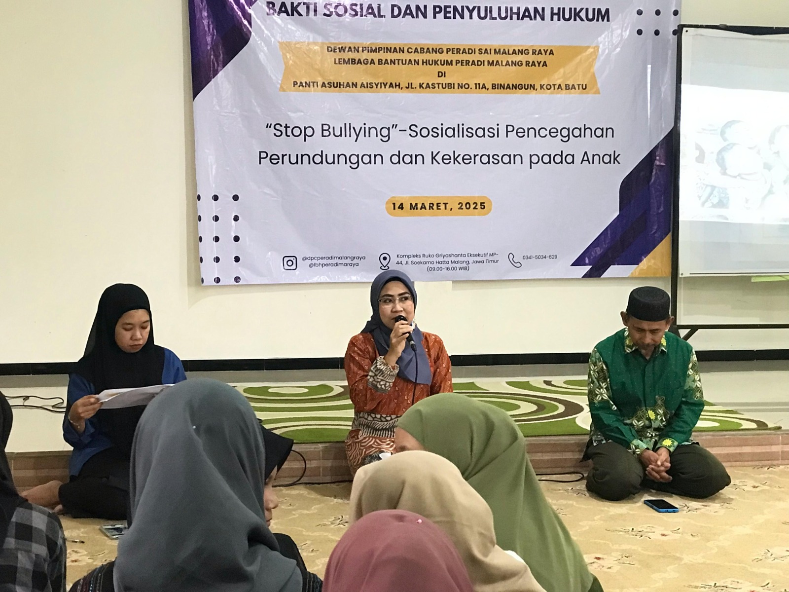 DPC PERADI SAI Malang Raya dalam rangka momen Ramadhan mengadakan kegiataan Bakti Sosial di Panti Asuhan Aisyiyah, pada 14 Maret 2025 & Penyuluhan Hukum di Hotel The 101 Malang OJ, Pada 21 Maret 2025 untuk Pembekalan Kode Etik bagi Anggota baru periode tahun 2025 dan ditutup dengan Buka bersama keluarga besar anggota DPC PERADI SAI Malang Raya.